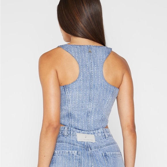 Manier De Voir DENIM RHINESTONE CORSET - Picture 2 of 7